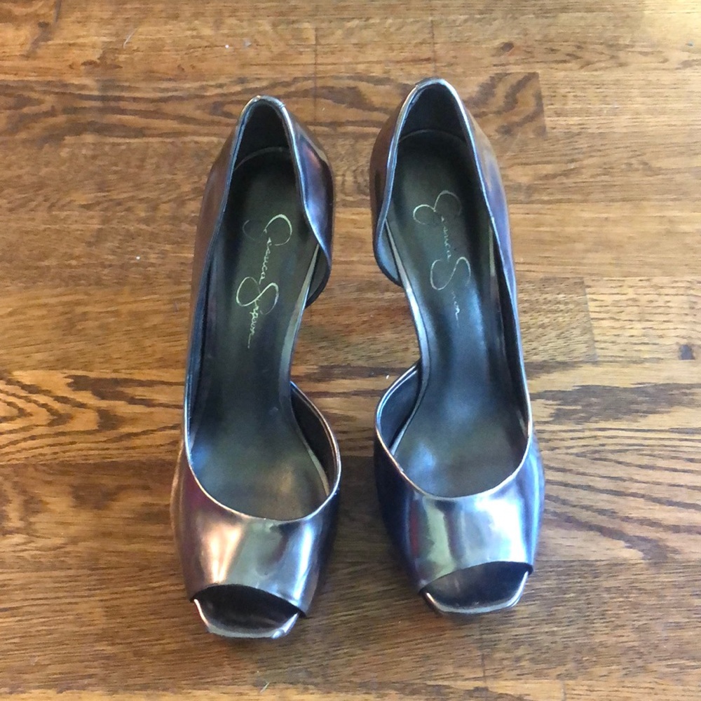 Jessica Simpson silver heels